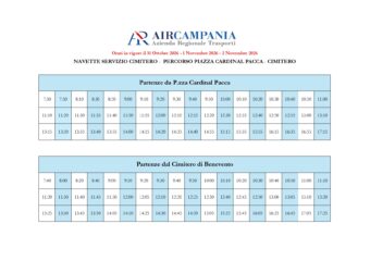 Benevento, dal 31 ottobre al 2 novembre attiva navetta per il Cimitero